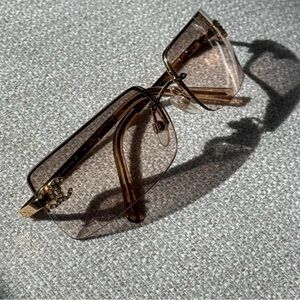 CHANEL 4104 B Rhinestone Gold Frame Sunglasses